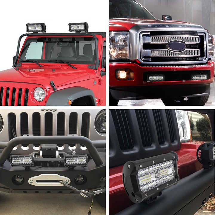 Barra de Luz de Trabajo LED de 7 Pulgadas y 120 W, IP67, Luz Blanca y Amarilla para Conducir, Luces LED de Inundación y Foco para Automóviles, Camiones, SUV, ATV, Todoterreno, Barcos