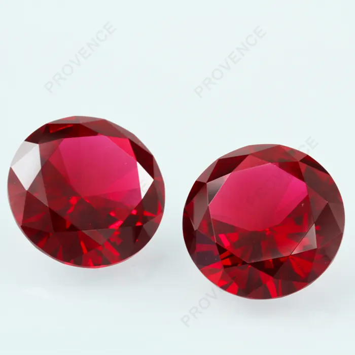 Wholesale Large glass gems Red color Round Brilliant cut Crystal loose glass gemstones bulk in stock