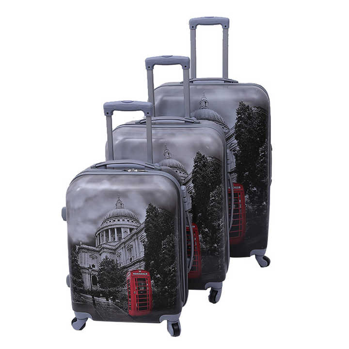 OEM ODM 360 Degree Spinner 4 Wheels Combination Lock Travel Suitcase Hard Print ABS PC 3pcs Trolley Luggage Set