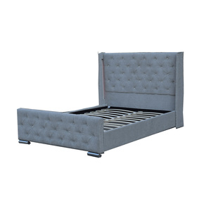 Modern ve şık ezilmiş kadife döşemeli yatak yumuşak Panel ahşap antika tasarım yüksek kaliteli kumaş ile ucuz fiyatlarla - Product Image 2