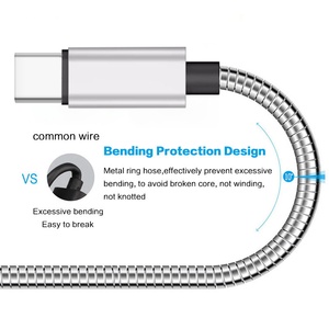 1.1M 金属弹簧金属插头 C 型微型 USB 电缆 USB C 电缆适用于 Samsung S10 S9 S7 S7 note10 9 8 <span class=keywords><strong>Sony</strong></span> 宏达电 (HTC)