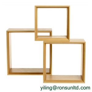 De madera maciza apilable cubos de almacenamiento flotante colección de estante de pared - Product Image 4
