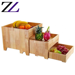 Modern Counter Design <strong>Stackable</strong> Caddy Banquet Tableware Decoration Buffet <strong>Display</strong> 3 Step <strong>Cube</strong> Serving Set Buffet Riser Wood