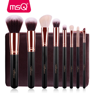 MSQ gül altın makyaj fırçası takım 8 adet özel etiket keçi saç siyah makyaj fırçası es - Product Image 3