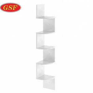 Commercio all'ingrosso Multifunzione 5 Tiers Elegante <span class=keywords><strong>Zig</strong></span> Zag di Grandi Dimensioni di Montaggio Ad Angolo Mensola A Muro