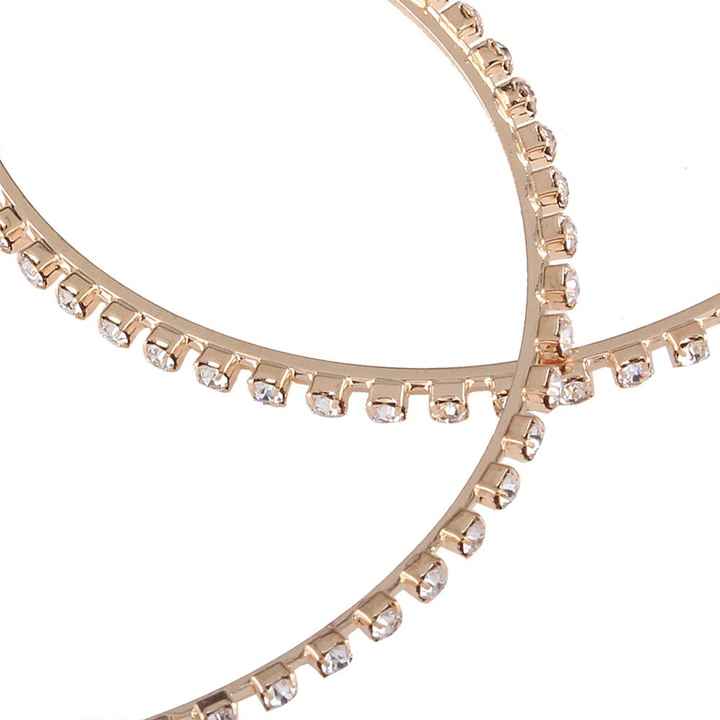 Fashion New Arrival Trendy Rihanna Style Big Large Silver Crystal Diamond Star Hoop Earrings