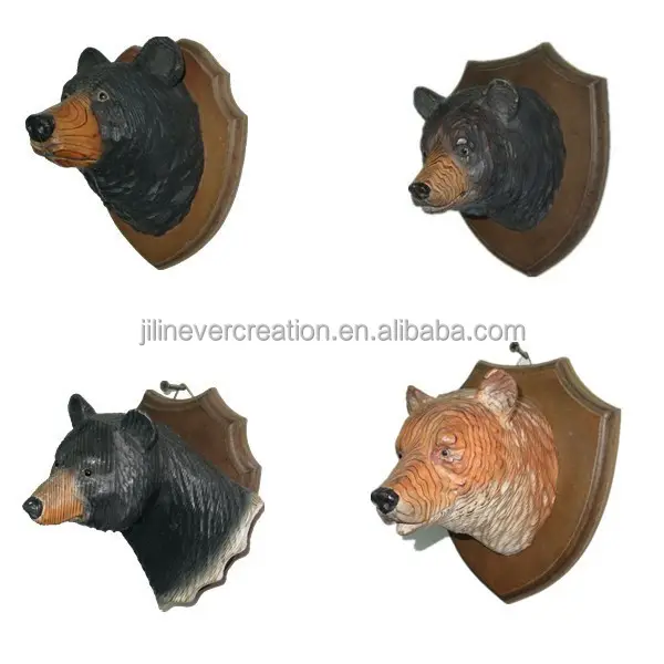 hand carving animal crafts wood bear head