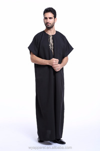 Stok öğe sıcak satış Dubai arapça erkek Kaftan jiljilarbric erkekler jujukısa kollu Daffah Thobe - Product Image 2