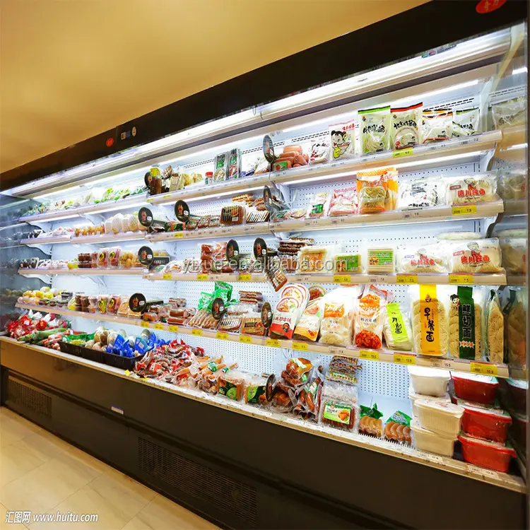 CFC ตู้เย็นซูเปอร์มาร์เก็ตฟรีตู้เย็นเป๊ปซี่/เชิงพาณิชย์ Multideck เปิดเย็นเครื่องดื่มเย็นสำหรับซูเปอร์มาร์เก็ตขนาดใหญ่