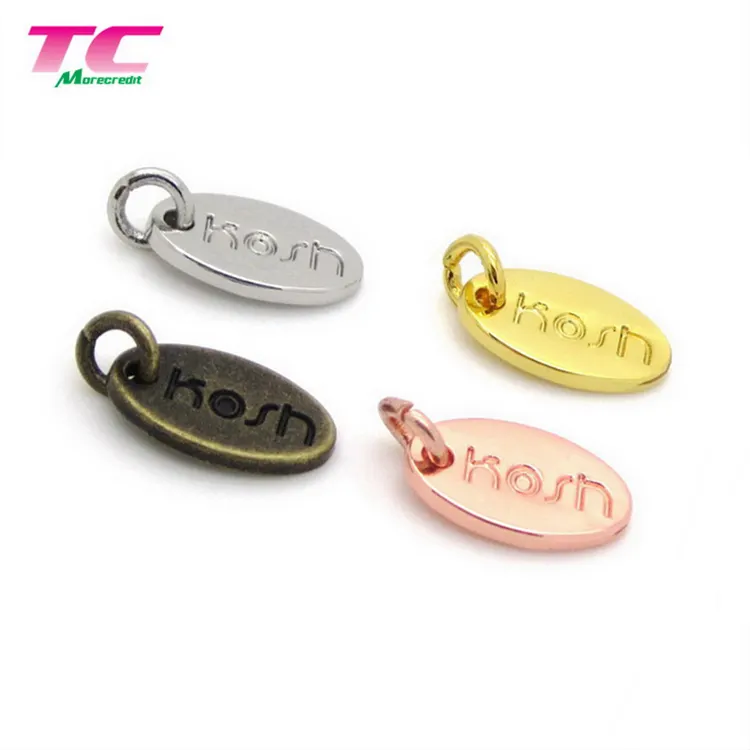 Bán Chạy Nhất Hình Bầu Dục Nickel Miễn Phí Biểu Tượng Tùy Chỉnh Khắc Kim Loại Trang Sức Tag Charms Bespoke Đóng Dấu Kim Loại Trang Sức Logo Tag