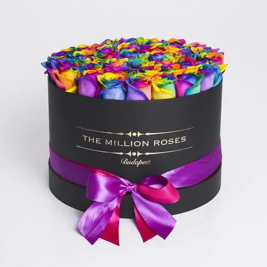 Di lusso di cartone rosa confezione regalo personalizza il box fiore di carta rotonda scatole per imballaggio fiori