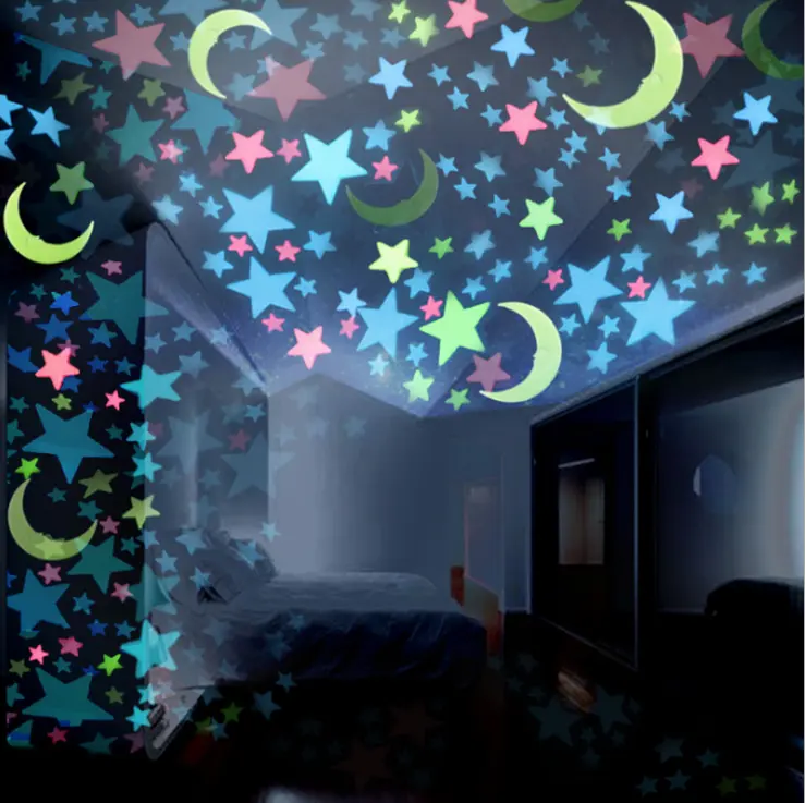 Yiiwu-pegatinas de estrellas luminosas de pared para dormitorio de niños, material PP, colores mezclados, ecológicas, al por mayor, baratas