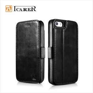 Icarer本物leahter財布ケース用iphone <span class=keywords><strong>5</strong></span> seレザーレッドバルク購入