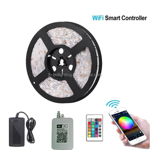 Fita led rgb wifi sem fio com controle, 12v, regulável, para barra