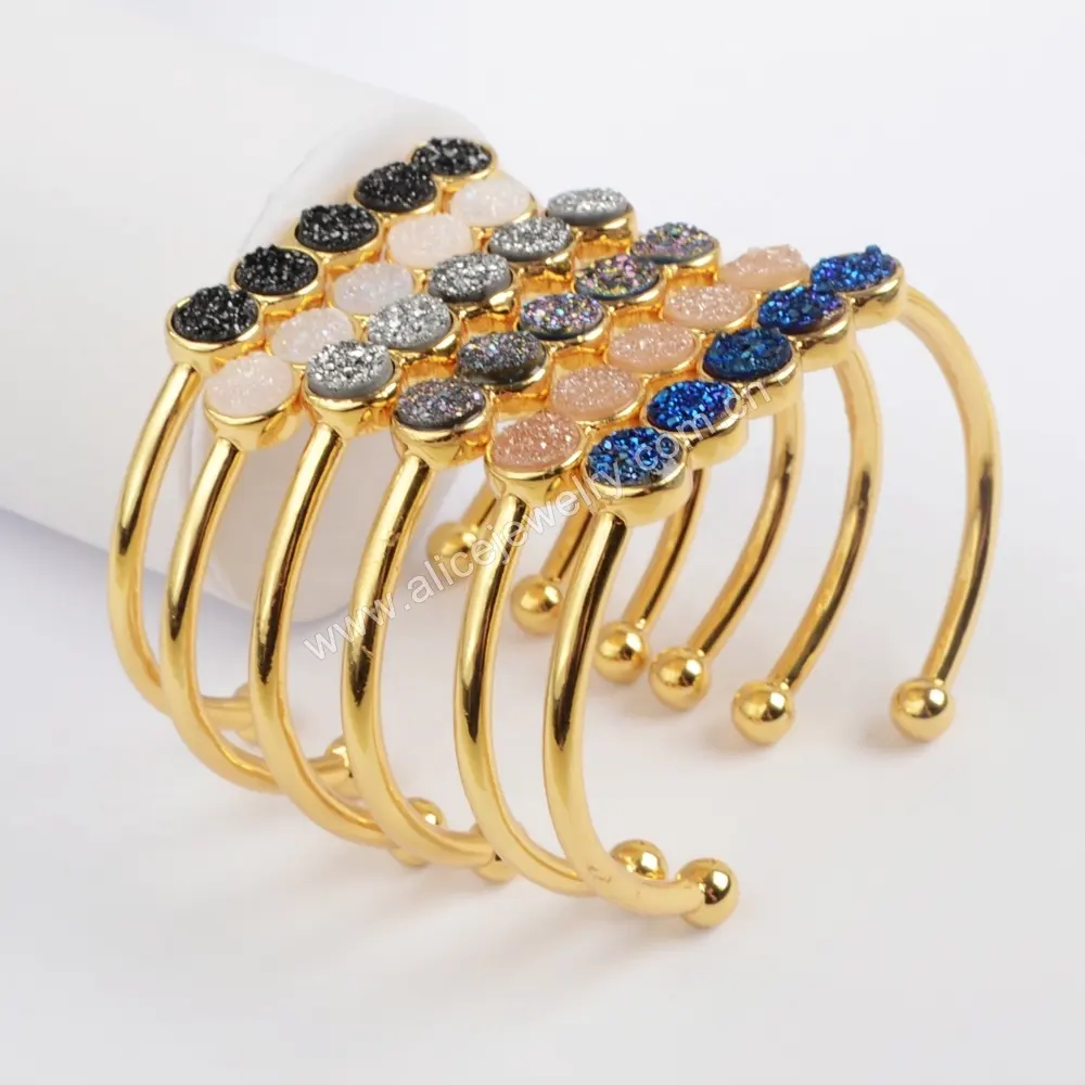 ZG0423 New designs natural druzy bangles adjustable bangle women bling jewelry