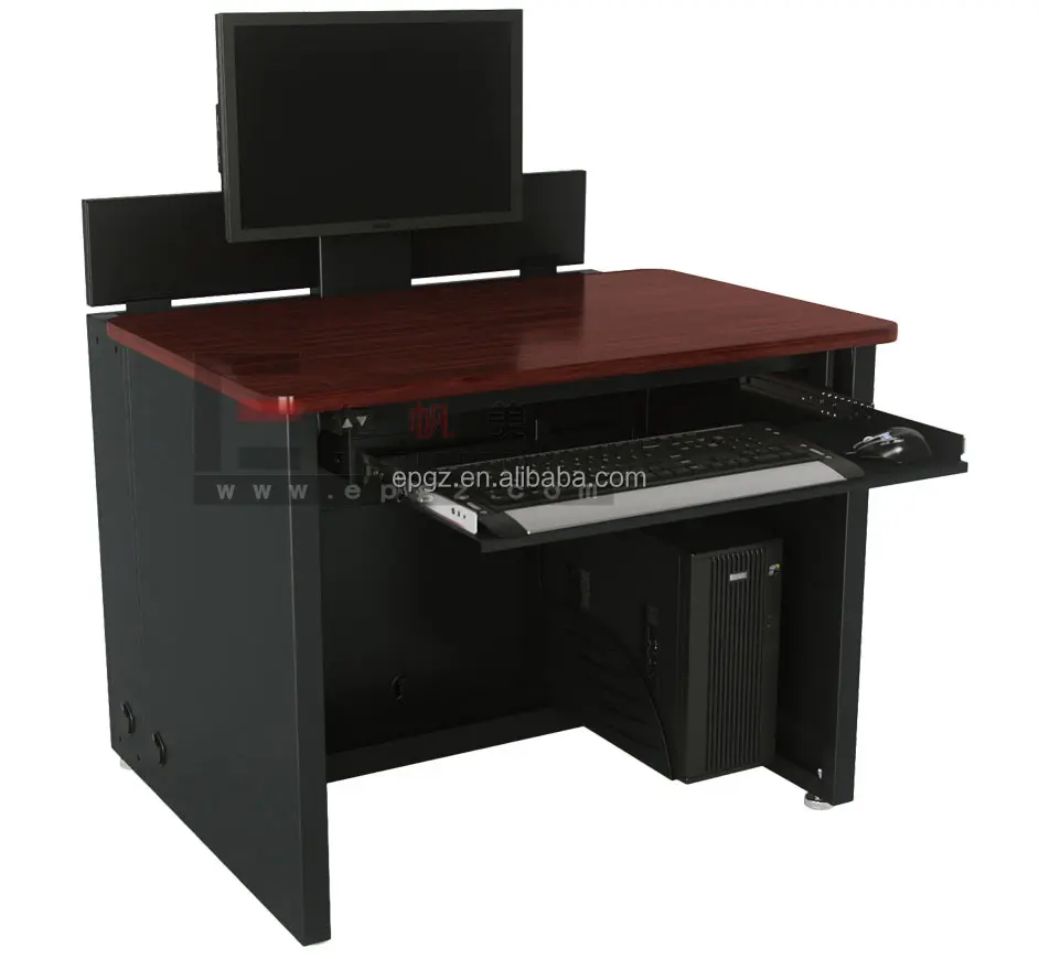 Último diseño negro Ordenador de mesa de diseño con mesa de estudio para la sala