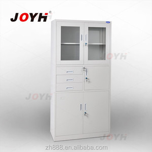 热卖银色白色金属钢制储物柜部分三个Ark文件文件柜带钥匙锁 - Product Image 3