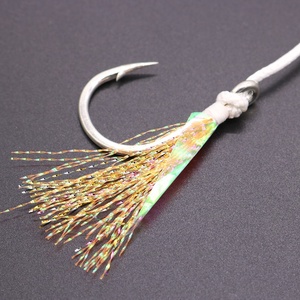 Mustad איטי מפזזים Assist Hook עם נוצת PE קו מתכת לנענע גבוהה פחמן פלדה איטי לנענע דיג וו