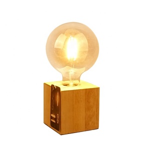 Vintage Antique Bedroom Bedside <strong>Wood</strong> Table <strong>Lamp</strong> with Glass Base Modern AC Lighting Bulb Simple Home Decoration - Product Image 2