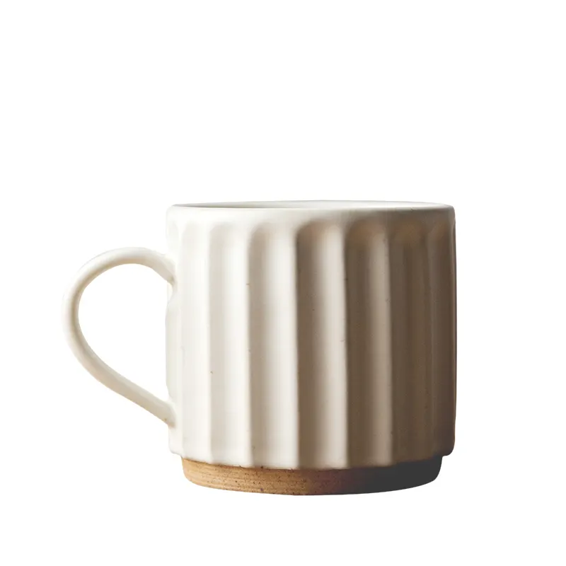 special groove coffee mug handmade unglazed latte mug