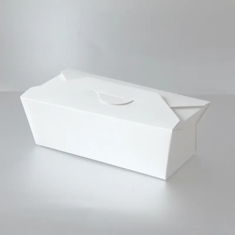 일회용 저렴한 맞춤형 로고 화이트 크래프트 종이 보드 파펠 케이터링 페이퍼 테이크 아웃 버거 식사 식품 용기 상자