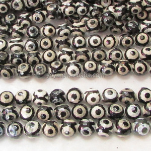 AB0449 Wholesale Black and White Evil Eye Tibetan <strong>Tibet</strong> Agate Gemstone <strong>Beads</strong>