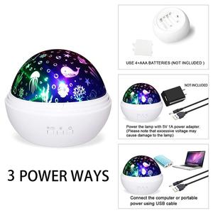 五颜六色的海底世界星空月亮灯投影仪为孩子婴儿托儿所旋转投影灯最好的礼物为幼儿
