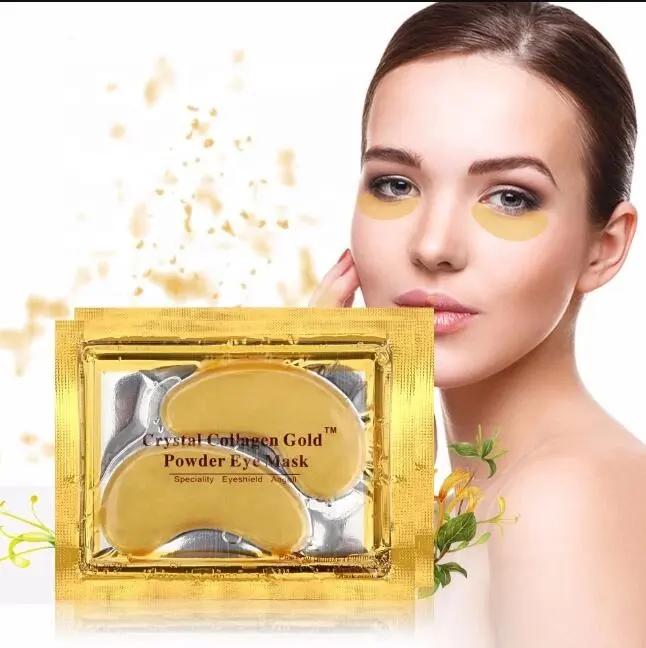 Máscara de olho para dormir em gel 24k, máscara de colágeno com cristal, para tratamento de folha de ouro, almofadas orgânicas