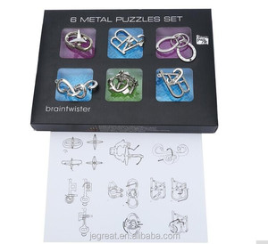 Game for Children Adults Classical IQ <strong>Toys</strong> Cast Puzzle Braintwister 6 Metal Wire Puzzles Set