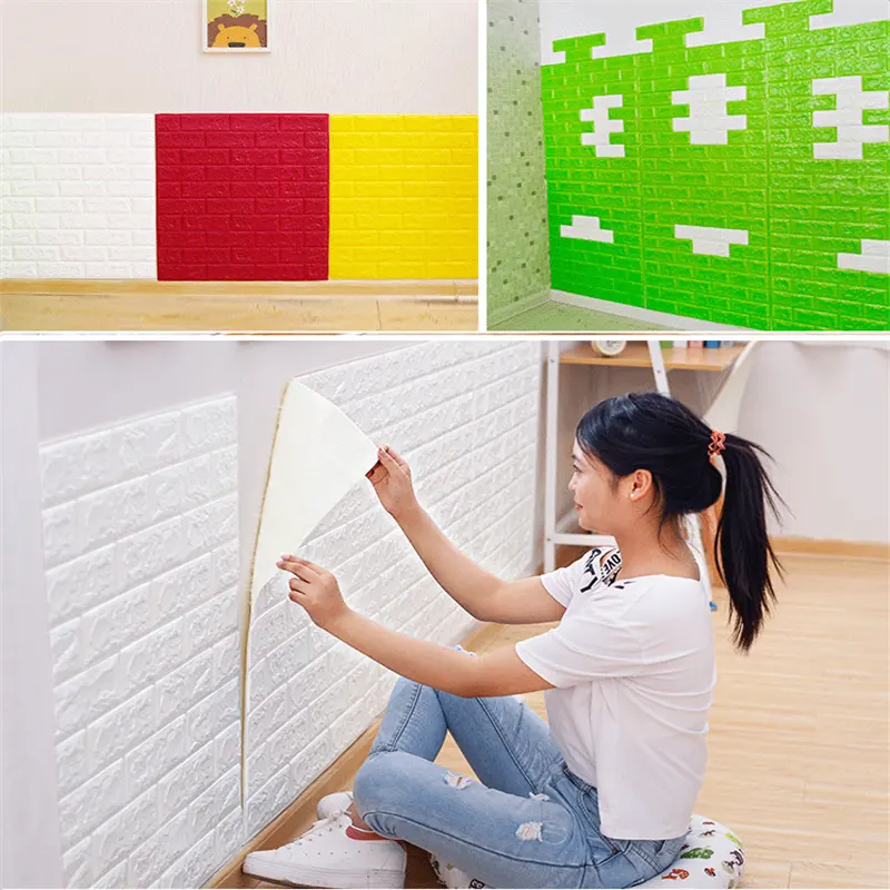 Papel de parede autoadesivo 3d, espuma de tijolos e papel de parede lavável para cozinha, tijolos