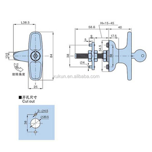 XUKUN Same SOUTHCO 92-21-531 Tスイベルラッチロック黒とキー機械設備ハンドルキャビネットロック - Product Image 4