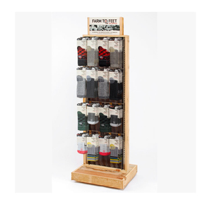 Calze Negozio Interno Mensola di Esposizione Decorazione Raccordi MDF Impiallacciatura In Legno Massello Con Ganci Calzini <span class=keywords><strong>Display</strong></span> Stand