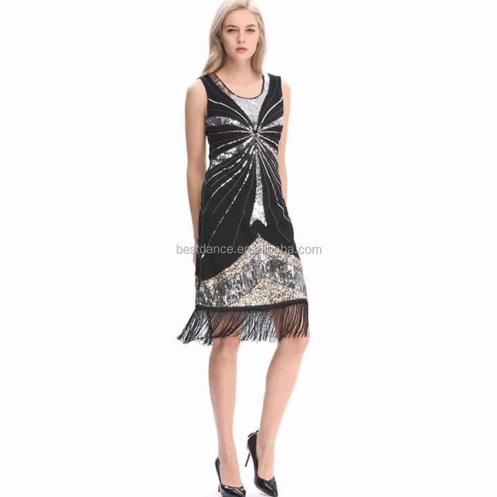 1920's Vintage Flapper Dress Gatsby Party Club Art Deco Sequin Dress