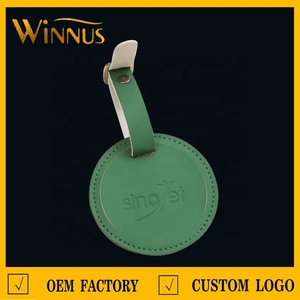 Regalo promocional de la empresa Logotipo de forma personalizada Nombre Impreso Blanco Pu Faux Leather Round Cruise Ship Etiqueta de equipaje