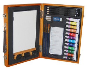<strong>Deluxe</strong> 25-Piece Portable Art Set for <strong>Oil</strong> Painting &amp; Drawing Assorted Material for Writing Encased in Color Box - Product Image 2
