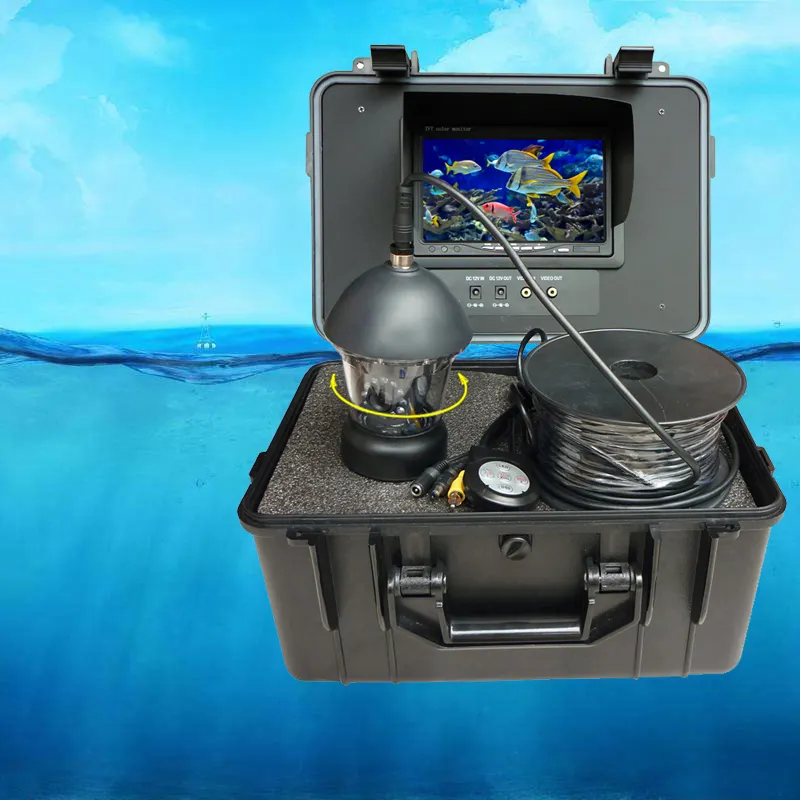 Fish Finder 20 metri 360 gradi fotocamera da pesca rotante subacquea Monitor da 7 pollici custodia in plastica dura fotocamera da pesca subacquea