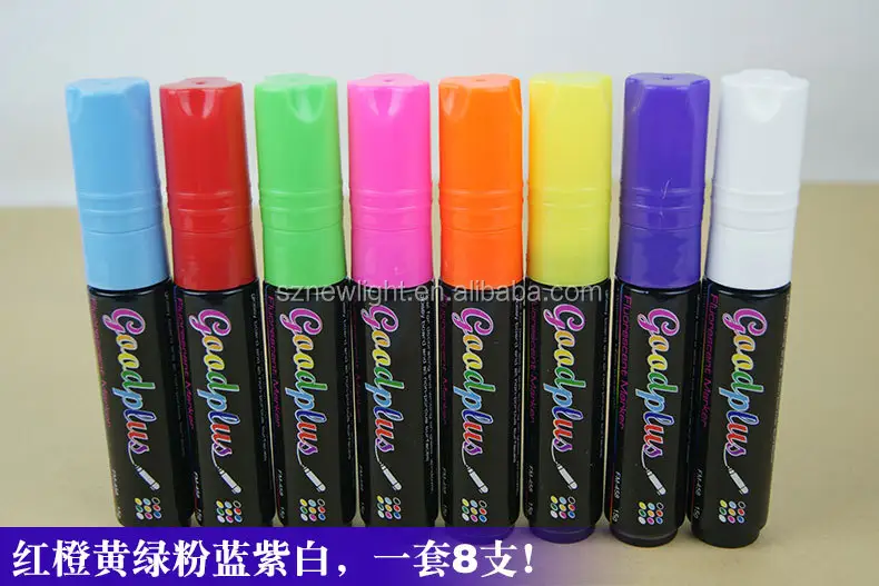 8 Colors Fluorescent Marker Pen/ Marker Pen For LED Writing Board/New Invention 2016 Fluorescent Liquid Chalk For Stationery