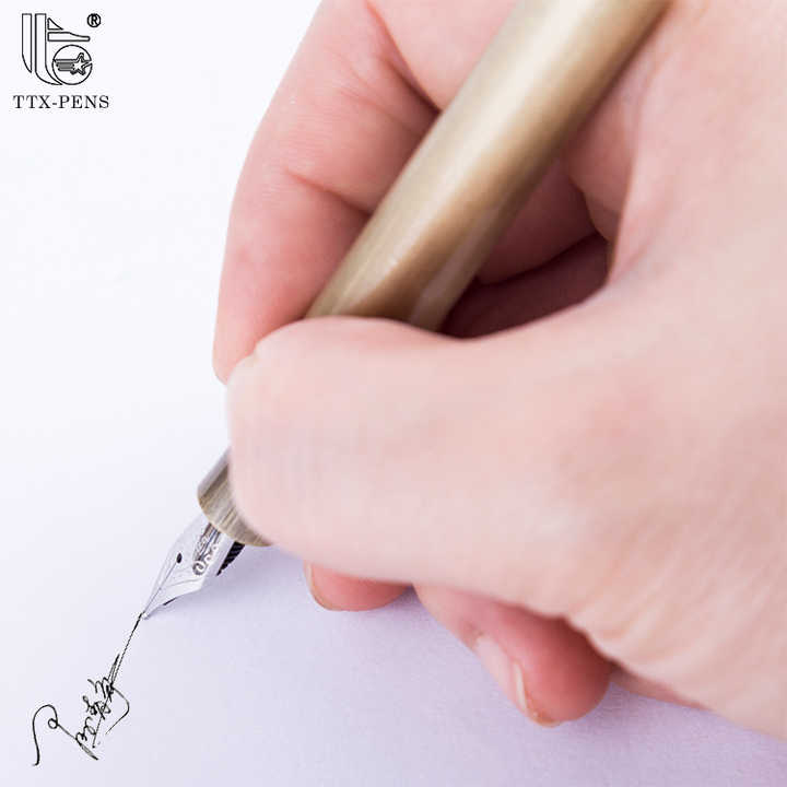 TTX Distressed Ancient Metal Vintage Bronze Barrel Luxury Fountain Pen for Gift