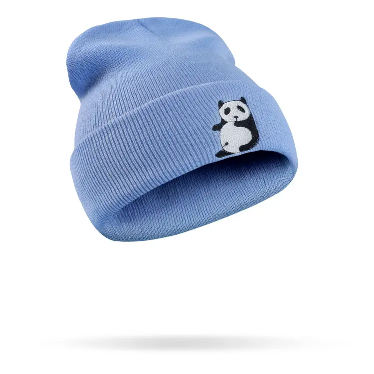 hot sales embroidered panda knitted beanie hat