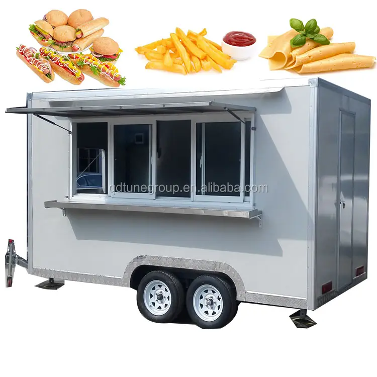 Camion de nourriture mobile 7.5ft remorque de nourriture de voiture-restaurant pour les vendeurs européens chariot de nourriture de hot-dog