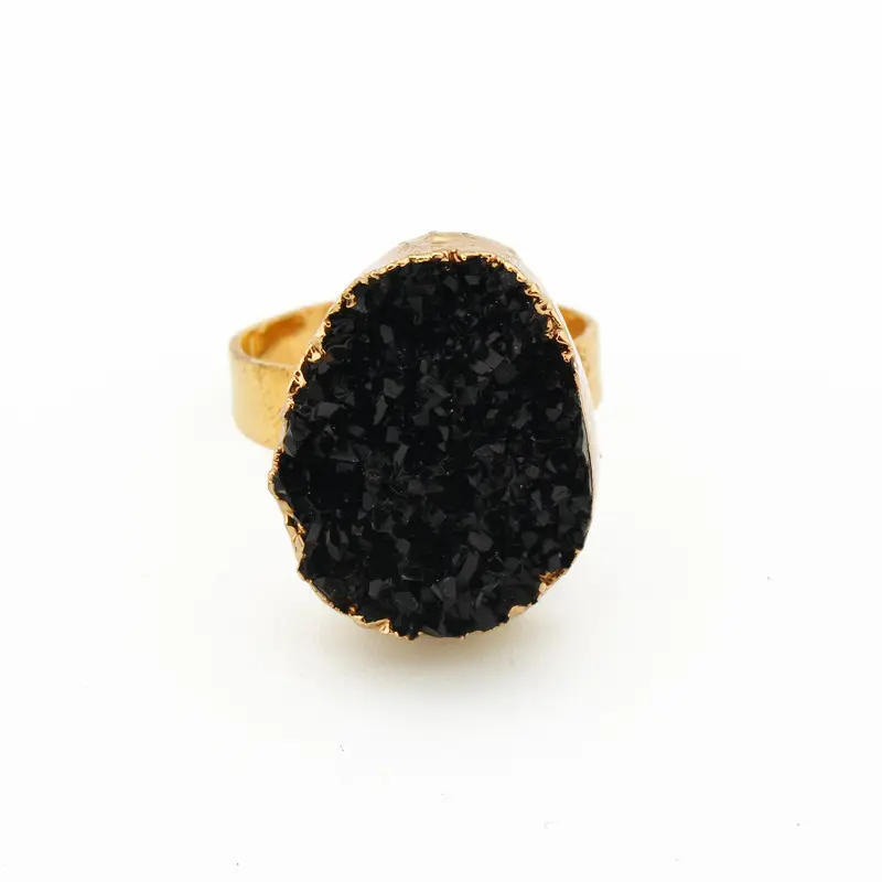 Único anillo de dedo de piedra de resina negro anillo de piedra para las mujeres