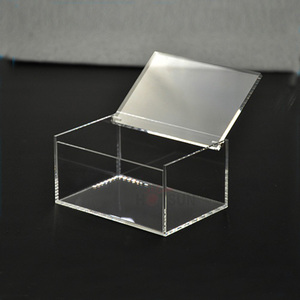 Logotipo personalizado <span class=keywords><strong>Clear</strong></span> Acrílico <span class=keywords><strong>Display</strong></span> Storage <span class=keywords><strong>Box</strong></span> Caixa retangular Acrílico Caixa com Dobrável Tampa