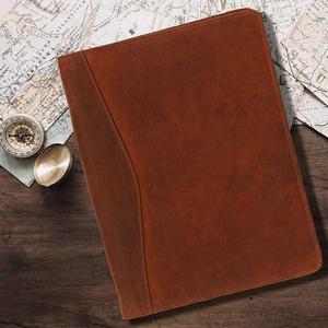 Pasta de documentos de couro pu, cobertura personalizada do logotipo do caderno de negócios com embalagem de documentos