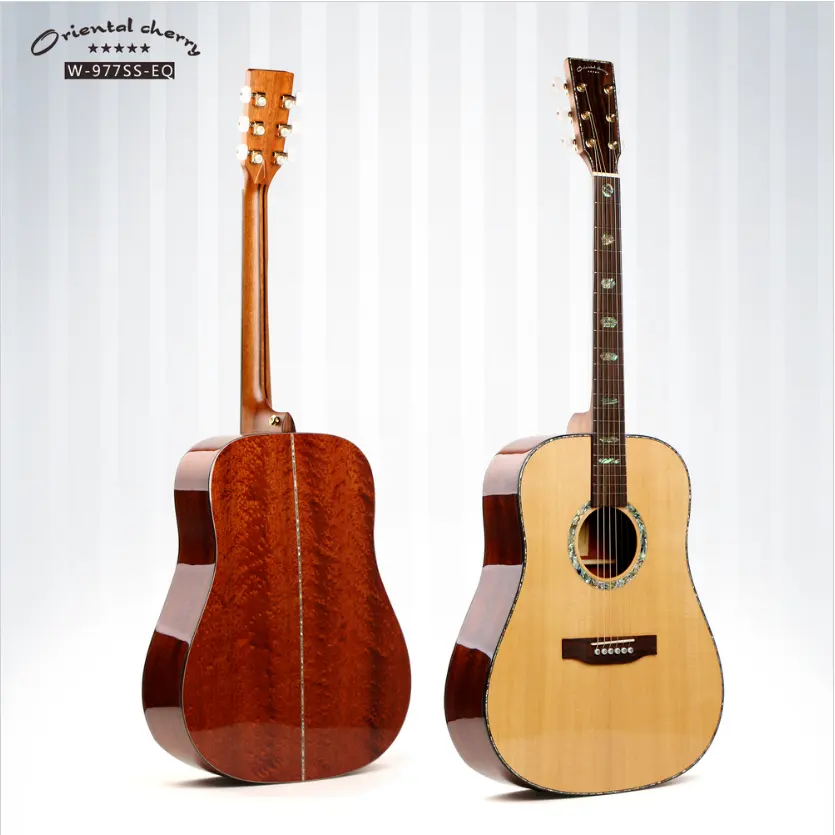 Guitarra acústica Oriental cherry 41 pulgadas de madera maciza, guitarras al por mayor en guangzhou China, guitarra acústica deviser