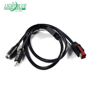 Y 型 24 V PoweredUSB 电缆，带迷你 DIN 3pin plus <span class=keywords><strong>USB</strong></span> B 公母电缆，用于打印机