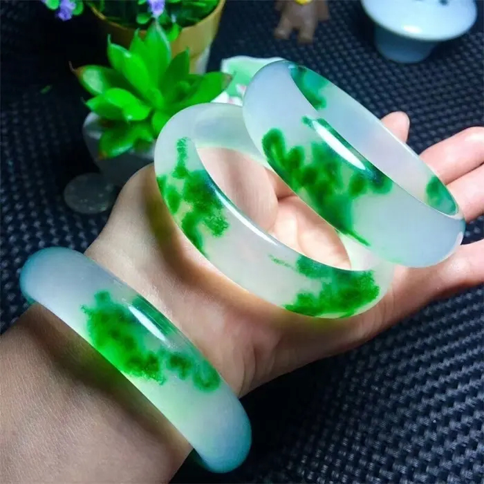 Pulsera de jade de cuarzo con piedra natural, brazalete de cuarzo con piedra natural de alta calidad