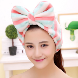 נשים אופנה יפה רך קרול צמר Bowknot קשת איפור קוסמטי מקלחת אלסטי סרט