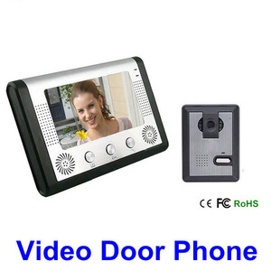 7 "TFT LCD צבע וידאו עדשת דלת טלפון פעמון אינטרקום מערכת עם <span class=keywords><strong>IR</strong></span> ראיית לילה עבור וילה