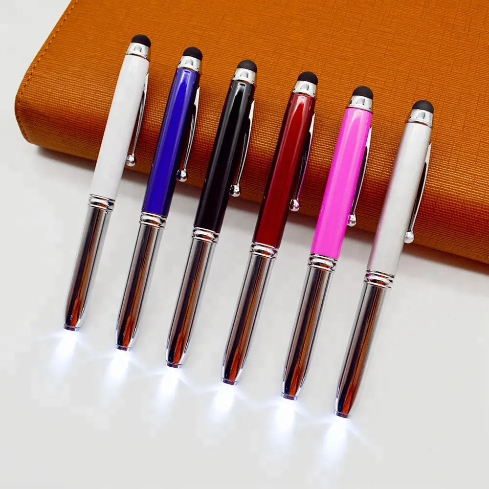 wholesale Led Promotional Ballpoint Pen Metal Flashlight Active Stylus Pen