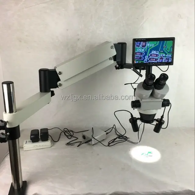 Mikroskop Bergerak Fleksibel, Dudukan Lengan Boom Zoom Stereo Port Kamera Samping